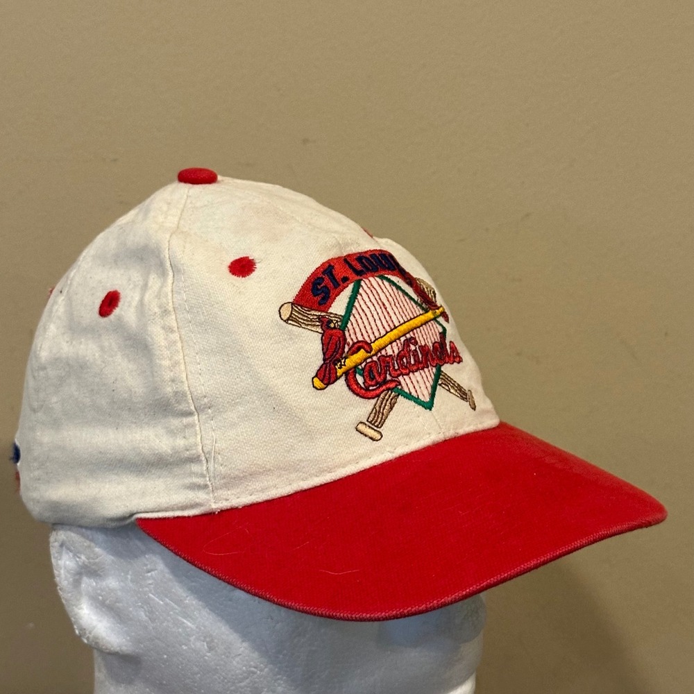 Vintage St Louis Cardinals Russell Athletic Snapback Hat White Red MLB Cap